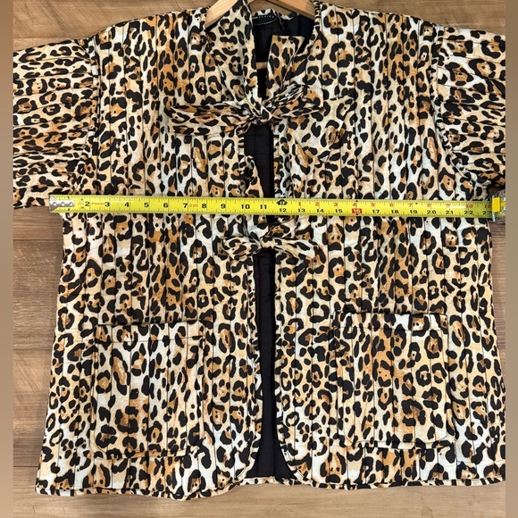 ASOS DESIGN Quilted Brown Black Leopard Print Jacket Tie Closures Sz Small NWOT - Picture 7 of 9